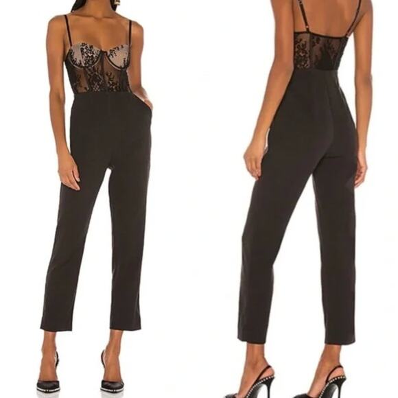 NBD Lara Black Lace Bustier Jumpsuit - Picture 1 of 10